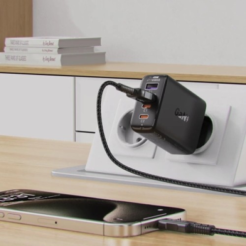 Зарядное устройство Acefast 4xUSB 45W (2xUSB-C+2xUSB-A) Gan A61 Fast Charger Black (6974316282754)