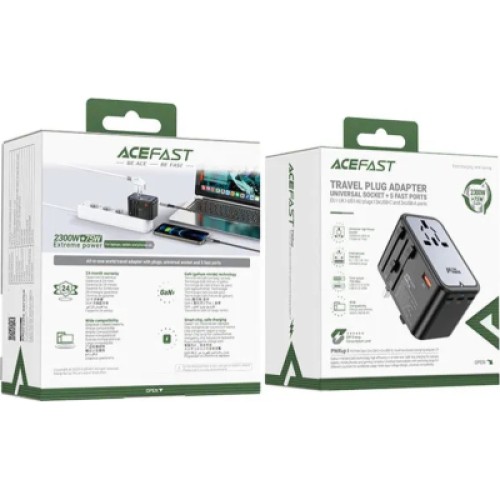 Зарядное устройство Acefast 5xUSB 75W (3xUSB-C + 2xUSB-A) Gan Z1 Fast Charger (6974316282495)