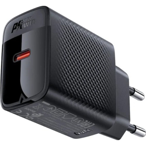 Зарядное устройство Acefast USB-C 20W + Type-C cable A82 Fast Charger Black (6974316280057)