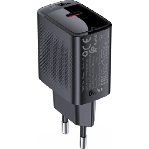 Зарядное устройство Acefast USB-C 20W + Type-C cable A82 Fast Charger Black (6974316280057)