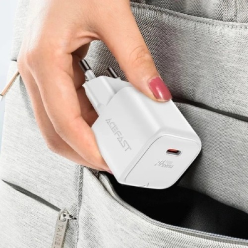Зарядное устройство Acefast USB-C 20W Gan A73 mini + USB-C cable Fast Charger White (6974316282655)