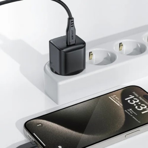 Зарядное устройство Acefast USB-C 30W Gan A77 mini Fast Charger Black (6974316282662)