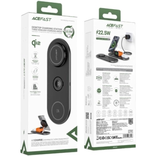 Зарядное устройство Acefast Wireless QI 3in1 15W E19 Qi2 (6974316283096)