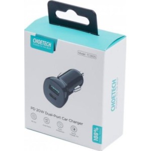 Зарядное устройство Choetech 2xUSB 38W (USB-C+USB-A) PD 20W+QC3.0 18W black (TC0005-101-BK)