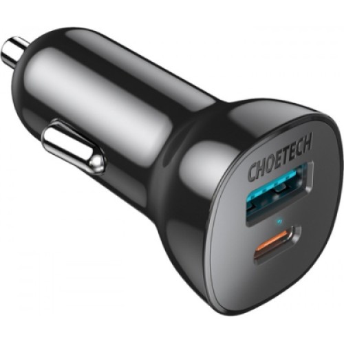 Зарядное устройство Choetech 2xUSB 38W (USB-C+USB-A) PD 20W+QC3.0 18W black (TC0005-101-BK)