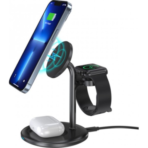 Зарядное устройство Choetech 15W 3-in-1 Magnetic Wireless Fast Charger black (T585-F-101-CCBK)