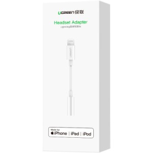 Переходник Lightning to 3.5 mm 0.1m Headphone Jack Adapter Model US212 white Ugreen (30759)