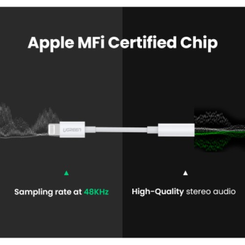 Переходник Lightning to 3.5 mm 0.1m Headphone Jack Adapter Model US212 white Ugreen (30759)