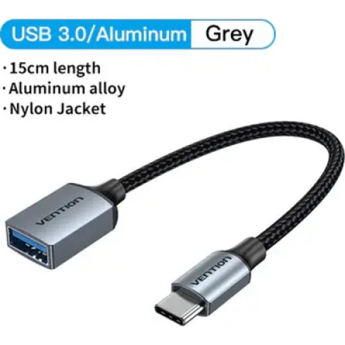 Переходник USB 3.0 Type-C to USB AF (OTG) 0.15m Aluminum Alloy Vention (CCXHB)