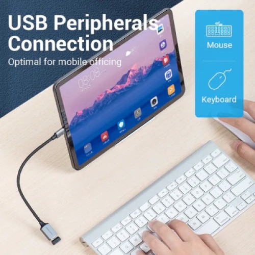 Переходник USB 3.0 Type-C to USB AF (OTG) 0.15m Aluminum Alloy Vention (CCXHB)