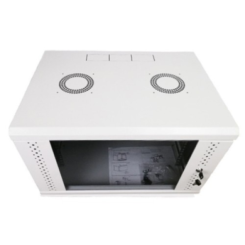 Шкаф настенный Eserver 6U, 600х500х370 (Ш*Г*В), стекло, серый (ES-Е650G)