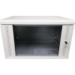 Шафа настінна Eserver 6U, 600х500х370 (Ш*Г*В), скло, сірий (ES-Е650G)