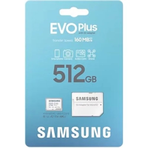 Карта памяти Samsung 512 GB microSDXC Class 10 UHS-I U3 V30 A2 EVO Plus+SD Adapte (MB-MC512SA/EU)