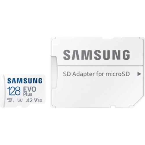 Карта памяти Samsung 128 GB microSDXC Class 10 UHS-I U3 V30 A2 EVO Plus+SD Adapte (MC128SA/EU)