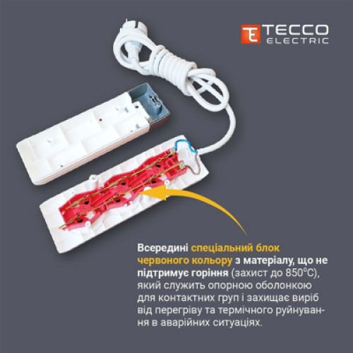 Сетевой удлинитель TECCO 3м 2 поста white (8681277841118)