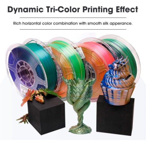 Пластик для 3D-принтера eSUN ePLA-Silk Mystic (triple color), 1,75мм, 1кг, gold-red-green (ePLA-SilkMystic-P175GRG1)