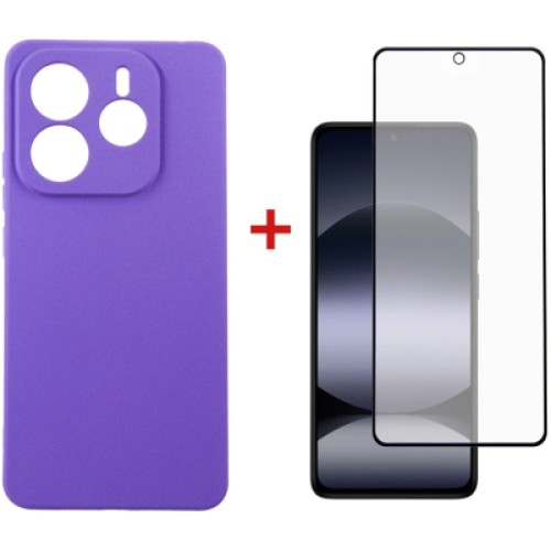 Чехол для мобильного телефона Dengos Xiaomi Redmi Note 14 4G Carbon + glass (Purple) (DG-KM-136)
