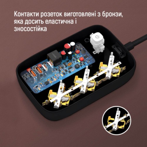 Сетевой фильтр питания ColorWay CW-CHE34PDB 3 роз/4USB GaN3 Pro (CW-CHE34PDB)