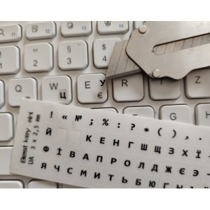 Наклейка на клавіатуру BestKey мініатюрна прозора, 56, чорний (BKm3BlTr)