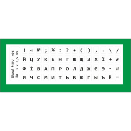 Наклейка на клавиатуру BestKey миниатюрная прозрачная, 56, черный (BKm3BlTr)