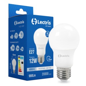 Лампочка Lectris LED A60 12W 4000K 220V E27 (1-LC-1107)