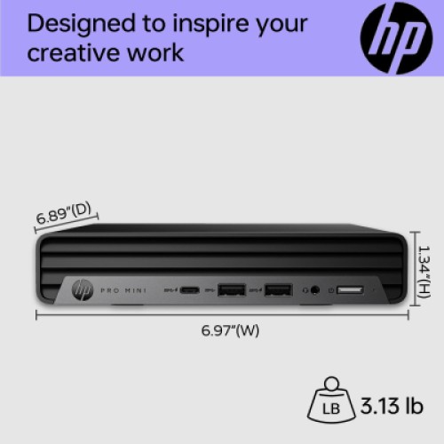 Компьютер HP Pro 400 G9 Mini / i3-13100T, 8, 512, WiFi, кл+м (885G3EA)