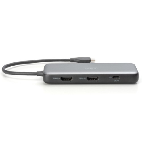 Порт-репликатор Digitus USB-C > 2xHDMI/2xUSB-A/USB-C/SD/MicroSD/RJ54 (DA-70915)