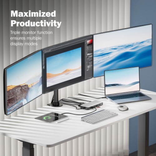 Порт-репликатор Digitus USB-C > 2xHDMI/DP/2xUSB-A/USB-C/SD/MicroSD/RJ54/DC/Audio (DA-70917)