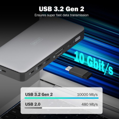 Порт-репликатор Digitus USB-C > 2xHDMI/DP/2xUSB-A/USB-C/SD/MicroSD/RJ54/DC/Audio (DA-70917)