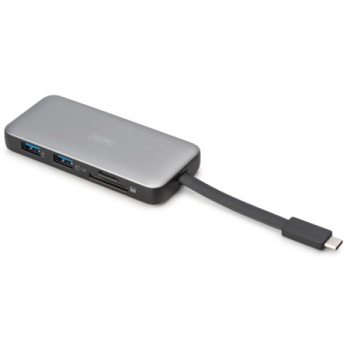 Порт-репликатор Digitus USB-C > HDMI/2xUSB-A/USB-C/SD/MicroSD/RJ54 (DA-70914)