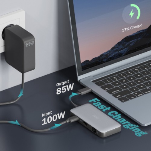 Порт-репликатор Digitus USB-C > HDMI/2xUSB-A/USB-C/SD/MicroSD/RJ54 (DA-70914)