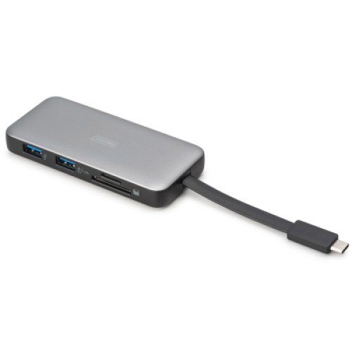 Порт-репликатор Digitus USB-C > HDMI/2xUSB-A/USB-C/SD/MicroSD/RJ54, Travel (DA-70916)