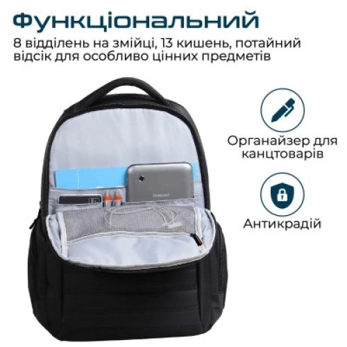 Рюкзак для ноутбука Promate 15.6" Rebel-BP Black (rebel-bp.black)