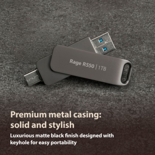 USB флеш накопитель Patriot 128GB Rage R550 Matte Black USB 3.2/Type-C (PE128GR550DSAD)