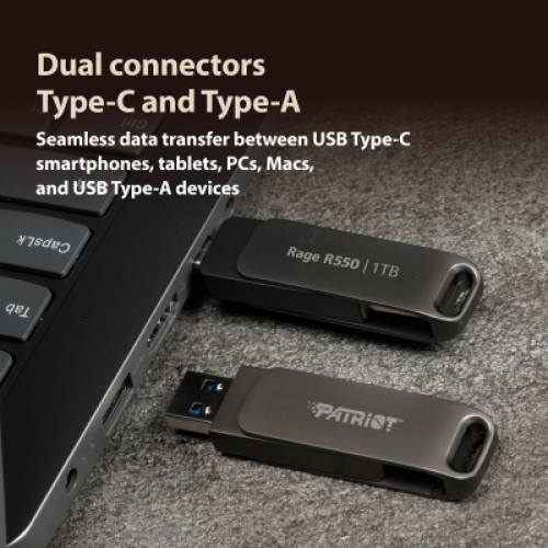 USB флеш накопитель Patriot 128GB Rage R550 Matte Black USB 3.2/Type-C (PE128GR550DSAD)