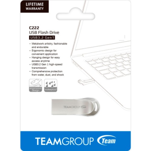 USB флеш накопитель Team 64GB C222 Silver USB 3.2 (TC222364GS01)