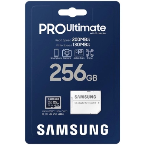 Карта памяти Samsung 256GB microSDXC class 10 UHS-I U3 V30 A2 Pro Ultimate (MB-MY256SA/WW)