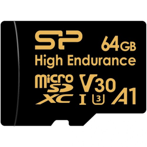 Карта памяти Silicon Power 64GB microSDXC class 10 UHS-I U3 V30 A1 High Endurance (SP064GBSTXDV3V1HSP)