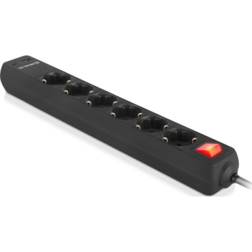 Сетевой удлинитель REAL-EL RS-PROTECT 605 3m, black (EL122300041)