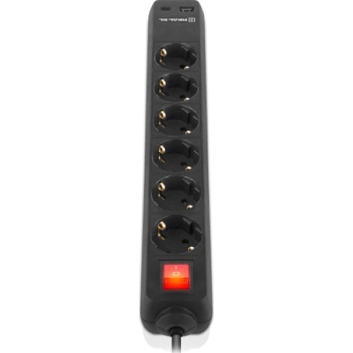 Сетевой удлинитель REAL-EL RS-PROTECT 605 3m, black (EL122300041)