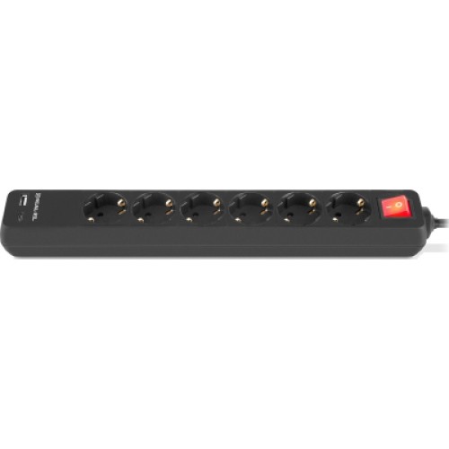 Сетевой удлинитель REAL-EL RS-PROTECT 605 3m, black (EL122300041)