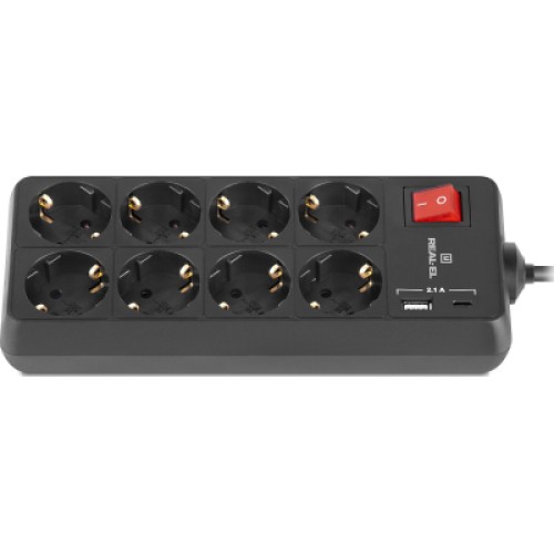 Сетевой удлинитель REAL-EL RS-PROTECT 805 5m, black (EL122300043)