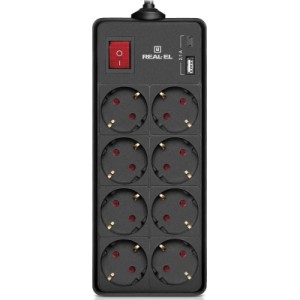 Мережевий подовжувач REAL-EL RS-PROTECT 805 5m, black (EL122300043)