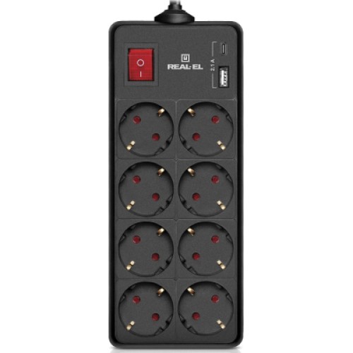 Сетевой удлинитель REAL-EL RS-PROTECT 805 5m, black (EL122300043)