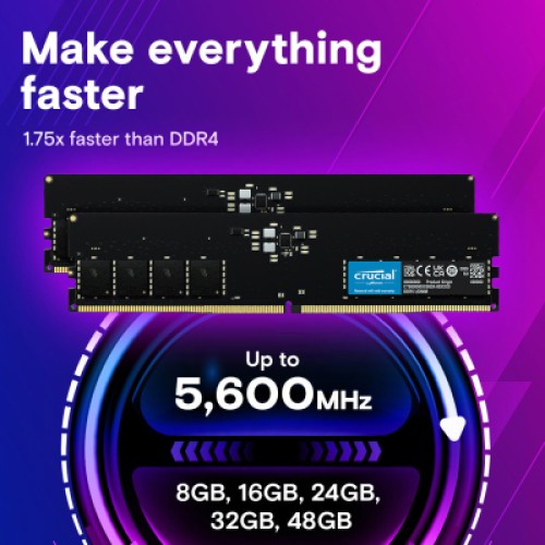 Модуль памяти для компьютера DDR5 64GB 5600 MHz Micron (CT64G56C46U5)