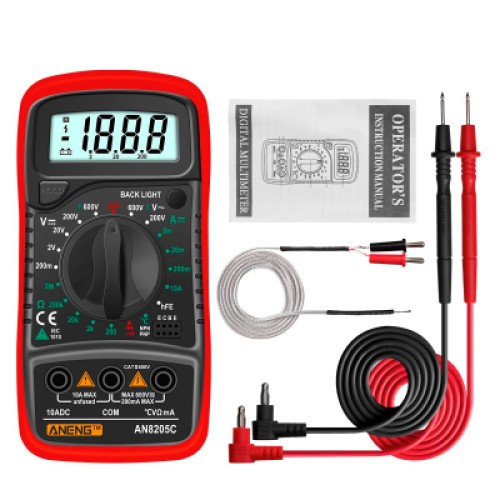 Цифровой мультиметр ANENG AN8205C, V, A, R, T, функция hFE (AN8205C)