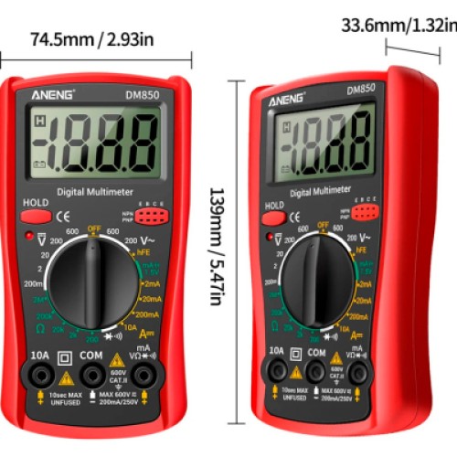 Цифровой мультиметр ANENG DM850, V, A, R, функція hFE (AN-DM850)