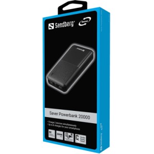 Батарея универсальная Sandberg 20000mAh, Saver, USB-C, Micro-USB, output: USB-A*2 Total 5V/2.4A (320-42_)