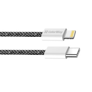 Дата кабель USB-C to Lightning 2.0m (PDF Fast Charging 27W) black ColorWay (CW-CBPDCL068-BK)