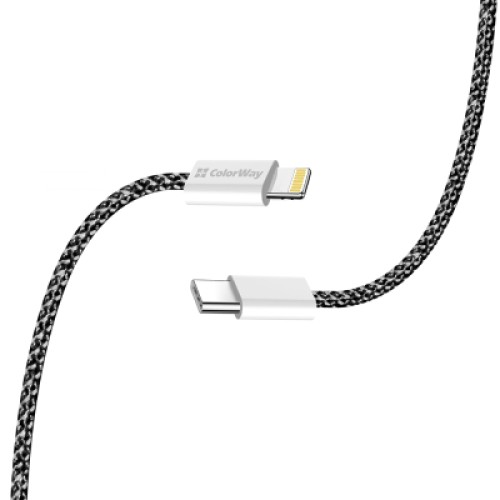 Дата кабель USB-C to Lightning 2.0m (PDF Fast Charging 27W) black ColorWay (CW-CBPDCL068-BK)